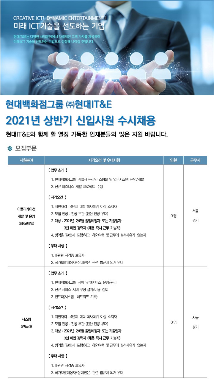 ★현대백화점그룹★ 2021년 상반기 신입사원 수시채용